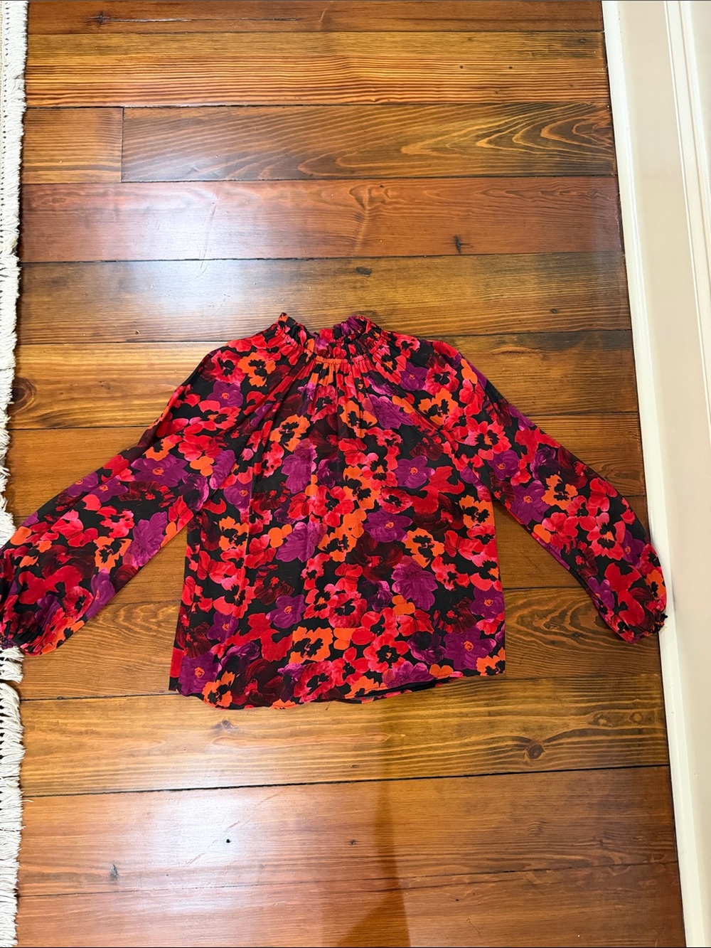 SAYLOR Red & Purple Floral High-Neck Blouse